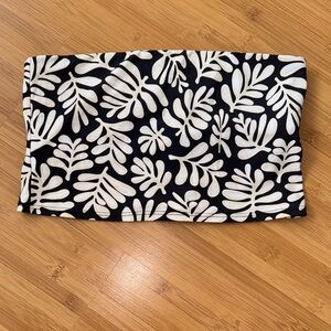 WWW Black and White Leaf Print Tube Top - NEW